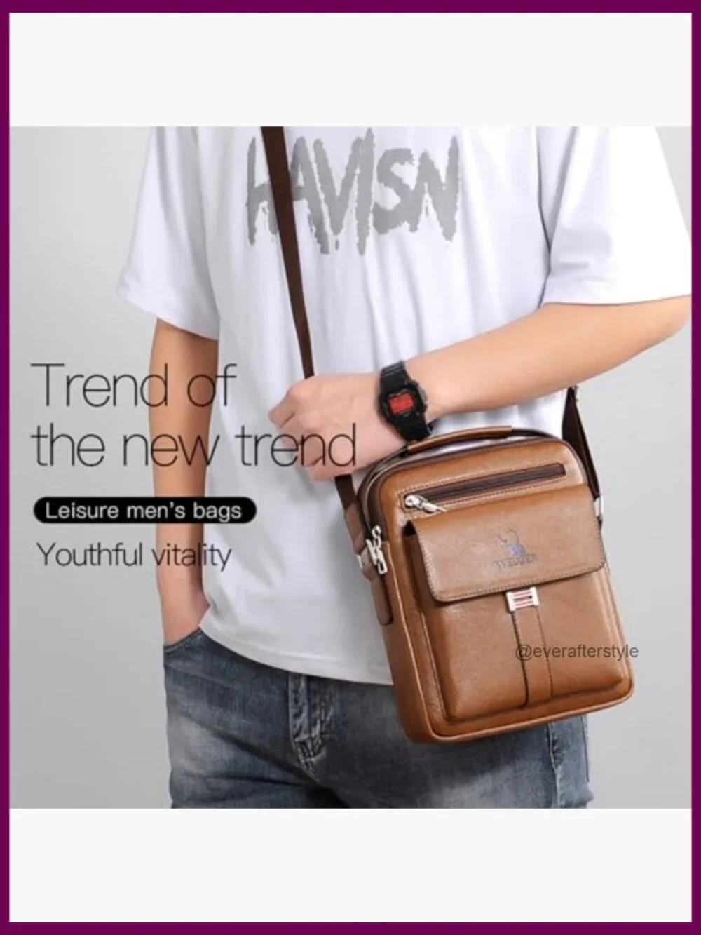 Vintage PU Leather Messenger Bag Crossbody Shoulder Purse Satchel Pouch
